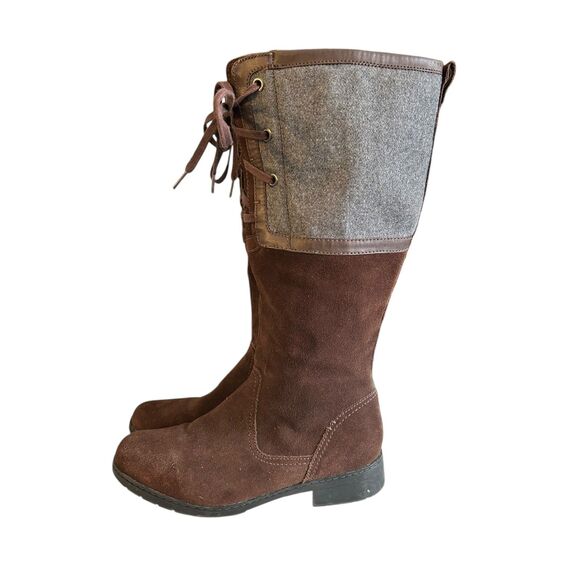 Clarks Shoes - Women's Clarks Knee High Merrian Noble Brown Suede & Wool-Wide Calf  9W